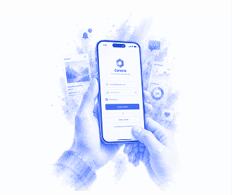Aplicación móvil en un teléfono